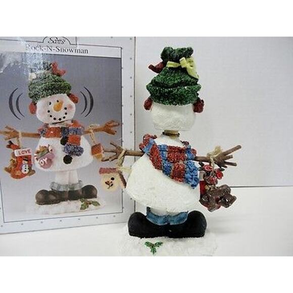 NEW Scott's ROCK-N-SNOWMAN Figurine Holiday Christmas 7.5" Wobble Head Decor NIB - Picture 2 of 5